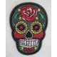 Patch ecusson skull dia de la muerte kaki day of dead sugar skull