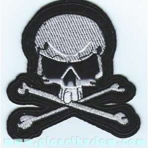 Patch ecusson skull head pirate bones petit