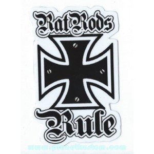 Sticker planet kustom rats rod rule iron cross croix de malt rat 14