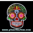 Patch ecusson skull dia de la muerte noir day of dead sugar skull