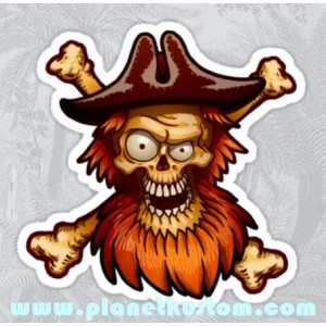 Sticker red bearded pirate skull barbe rouge le pirate tete de mort skull 34