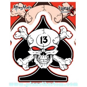 Sticker skull & bones  lucky 13 spade pirate JA504