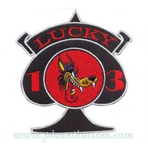 Patch Lucky 13 thirteen spade wolf  numéro 13 loup pique black