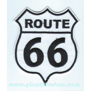 Patch ecusson panneau route 66 blanc usa oldschool kustom petit