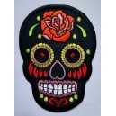 Patch ecusson skull dia de la muerte black day of dead sugar skull