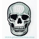 Patch ecusson thermocollant silver skull realiste