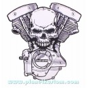 Patch ecusson skull vtwin biker tete de mort moteur en v grand dos