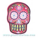 Patch ecusson skull dia de la muerte day of dead rouge coeur