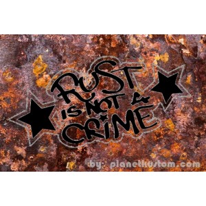 Sticker rectangle rouille by planet kustom rust is not a crime 2