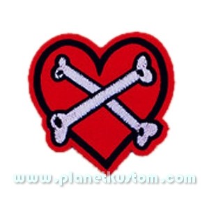 Patch ecusson thermocollant bones cross on heart coeur os croisé