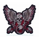 Patch ecusson skull old biker tete de mort wings ailes moto grand