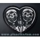 Patch ecusson thermocollant 2 skull on heart hand fuck coeur doigt