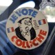 Sticker je vote coluche president 1981 old patina used petit