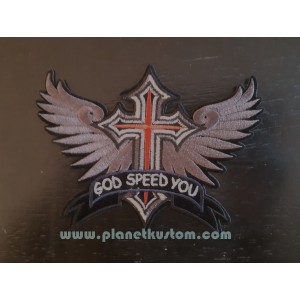 patch ecusson taille moyenne croix ailes banière god speed you 