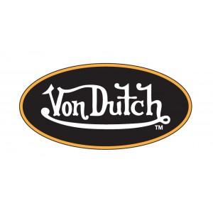 Sticker vondutch ovale signature blanche fond noir tour jaune von dutch 14