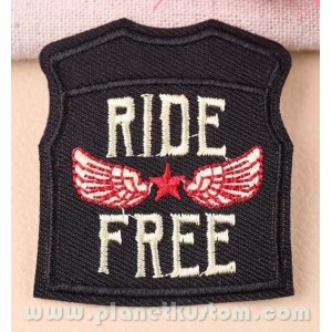 Patch ecusson gilet jacket biker ride free star wings 