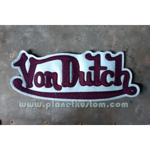 Patch ecusson von Dutch signature violet fond bleu ciel dos large