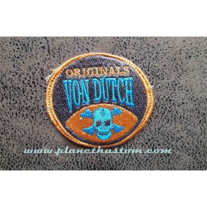 Patch ecusson von Dutch skull blue originals orange old stock