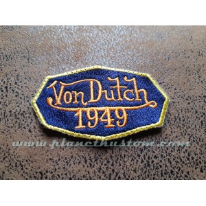 Patch ecusson von Dutch 1949 octogone signature orange fond foncé old stock