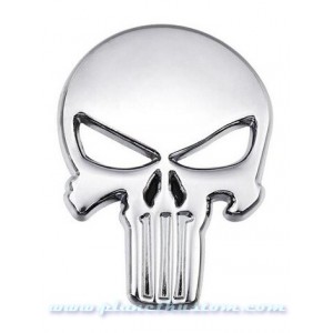 Sticker autocollant skull the punisher full chrome badge 3d métal 39