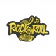 Patch ecusson rock'n'roll or et noir fond cle de sol et notes de music