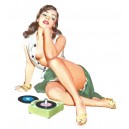 Décalcomanie Pin Up sexy tourne disque retro Reproduction décalco vespa  DL64