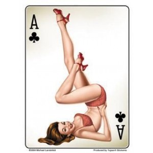 Sticker pinup retro ace of clubs card as de treffle AD561