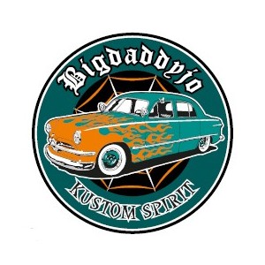 Sticker Bigdaddyjo Kustom spirit green circle merc flaming BIG20