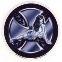 Sticker Pin Up sexy girl on iron cross AD528