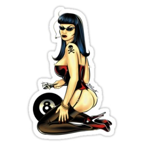 Sticker pin up méca sur 8 ball d.Vicente 8