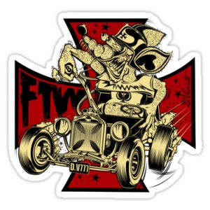 Sticker rat fink rod on iron cross d.Vicente 16