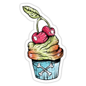 Sticker cup cake zombie cherry bones cupckake 2