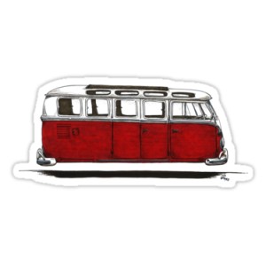 Sticker future bus kombi space van red split samba vw 9