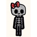 Patch ecusson skull girly kiki rouge bones pin up